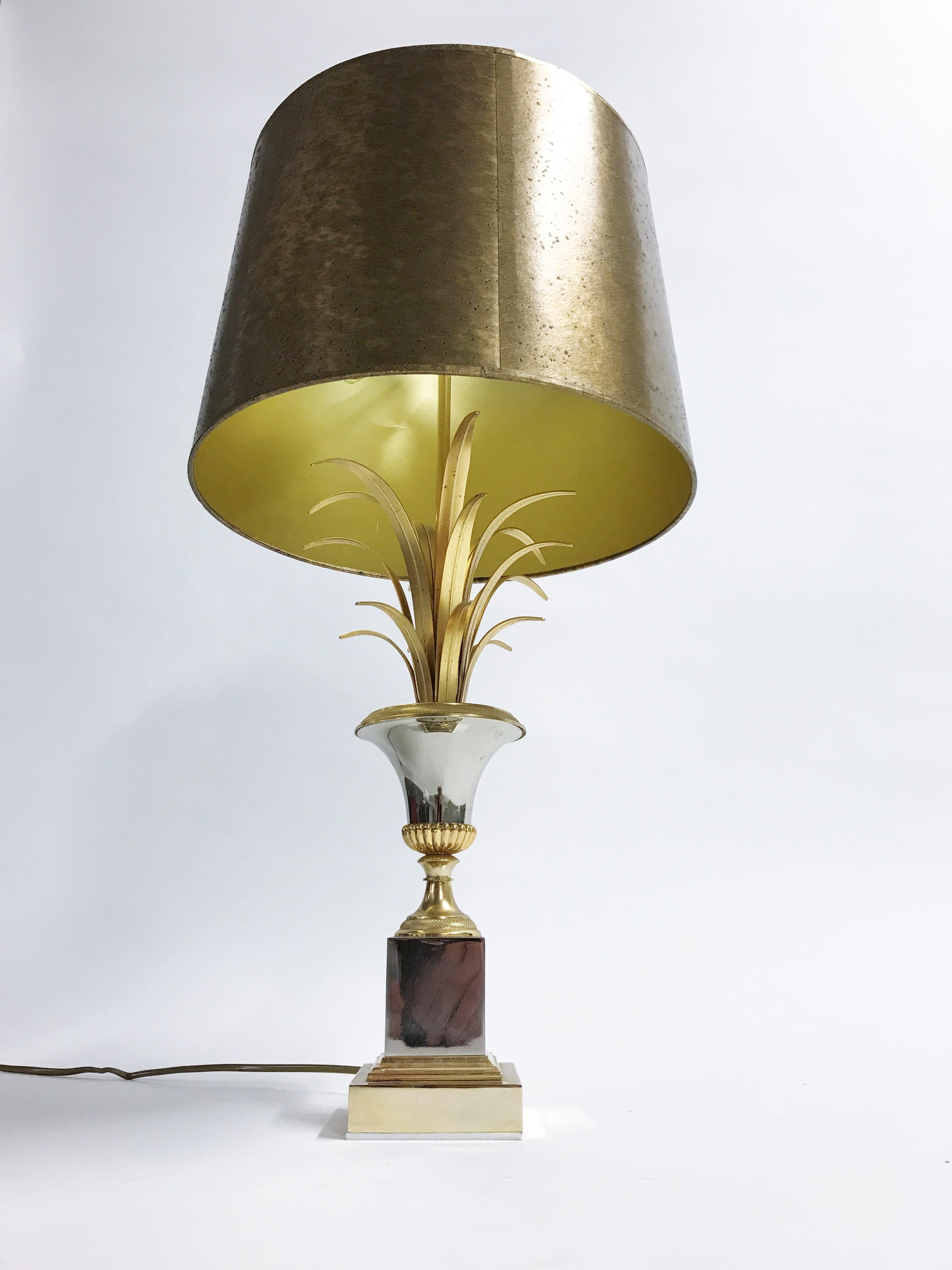 Hollywood Regency Brass Pineapple Leaf Table Lamp, 1960s