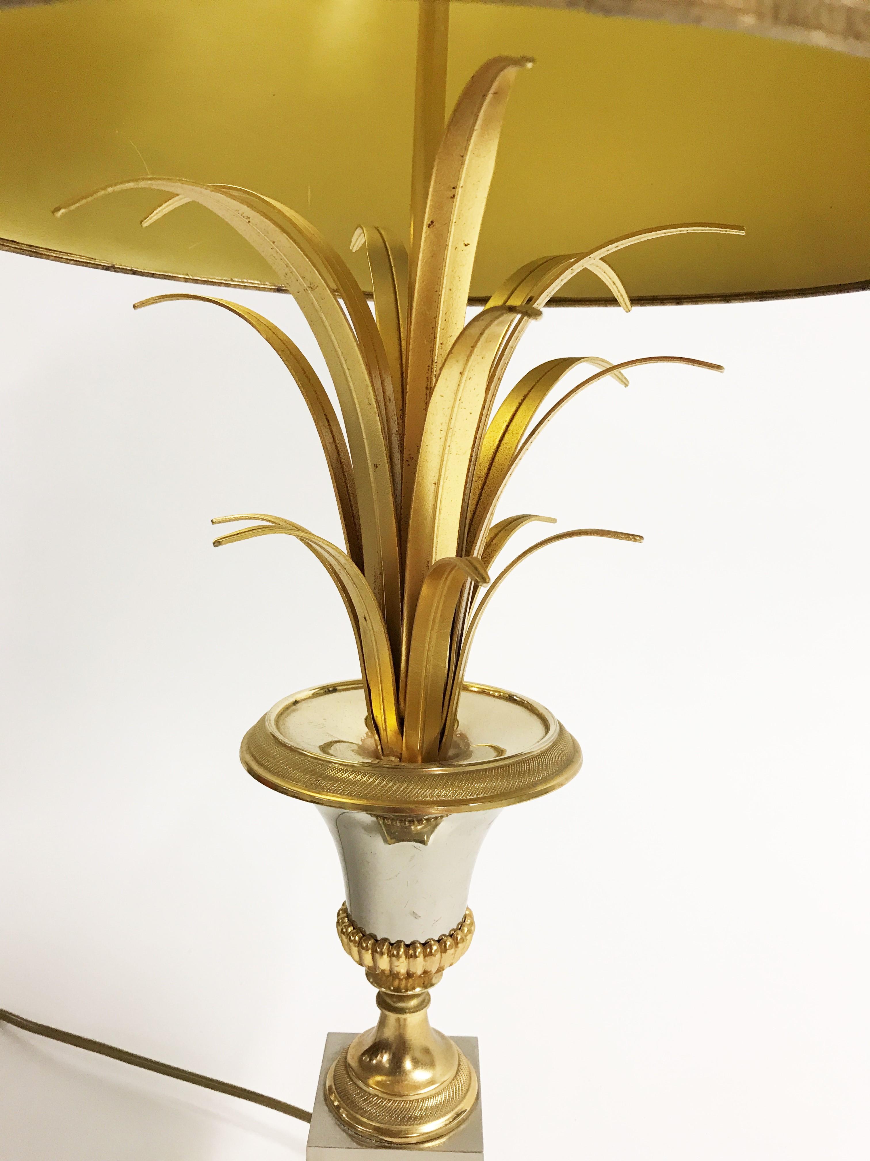 Brass Pineapple Leaf Table Lamp, 1960s In Good Condition In HEVERLEE, BE