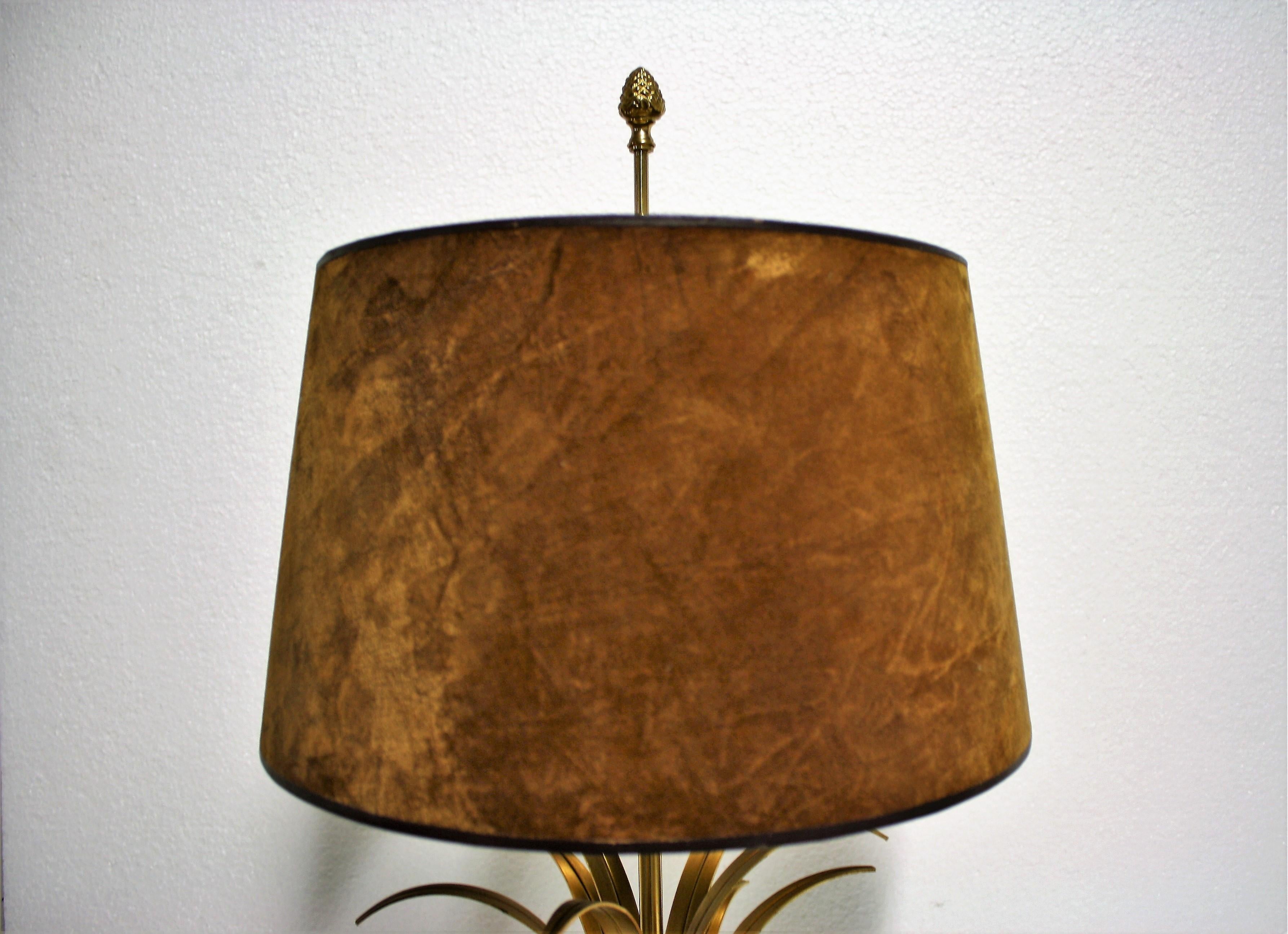Brass Pineapple Leaf Table Lamp, 1970s 6