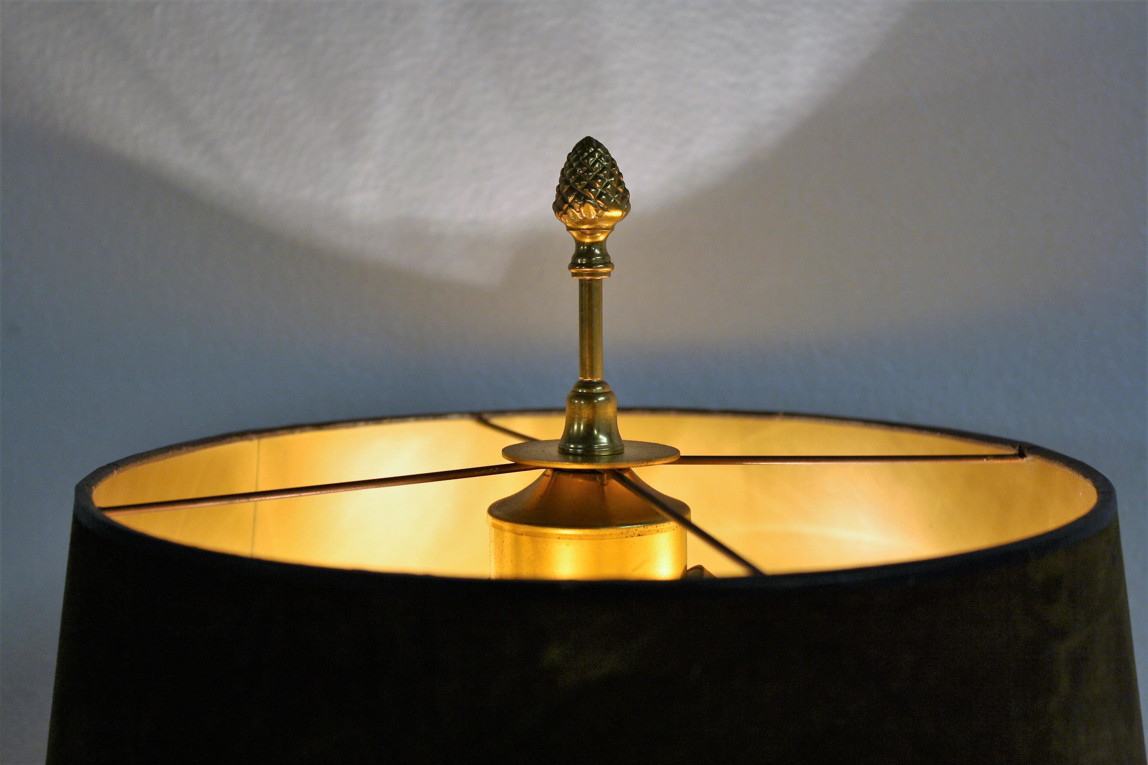 Belgian Brass Pineapple Leaf Table Lamp, 1970s