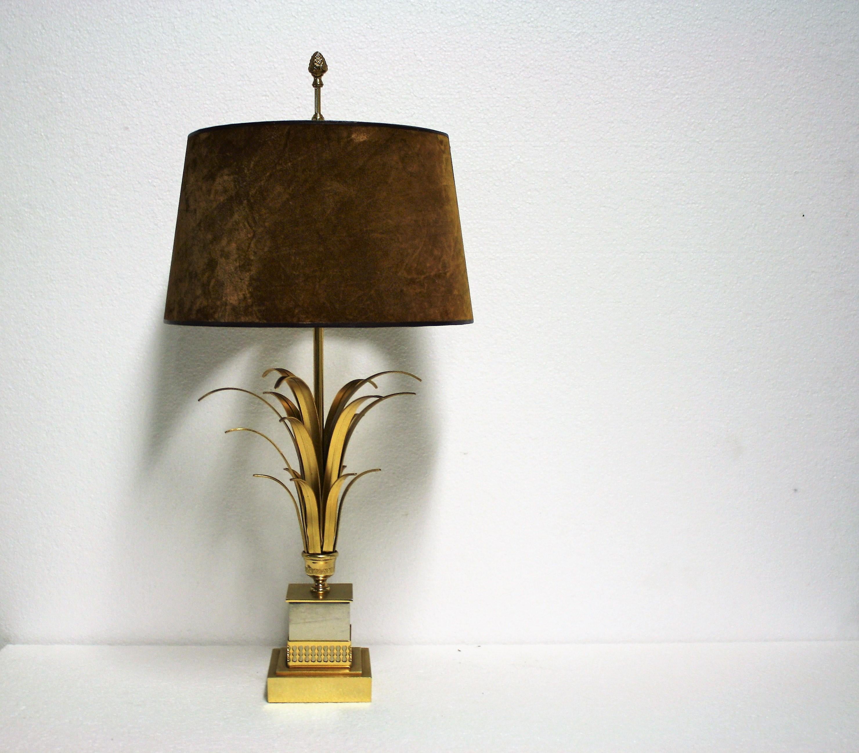 Brass Pineapple Leaf Table Lamp, 1970s 1