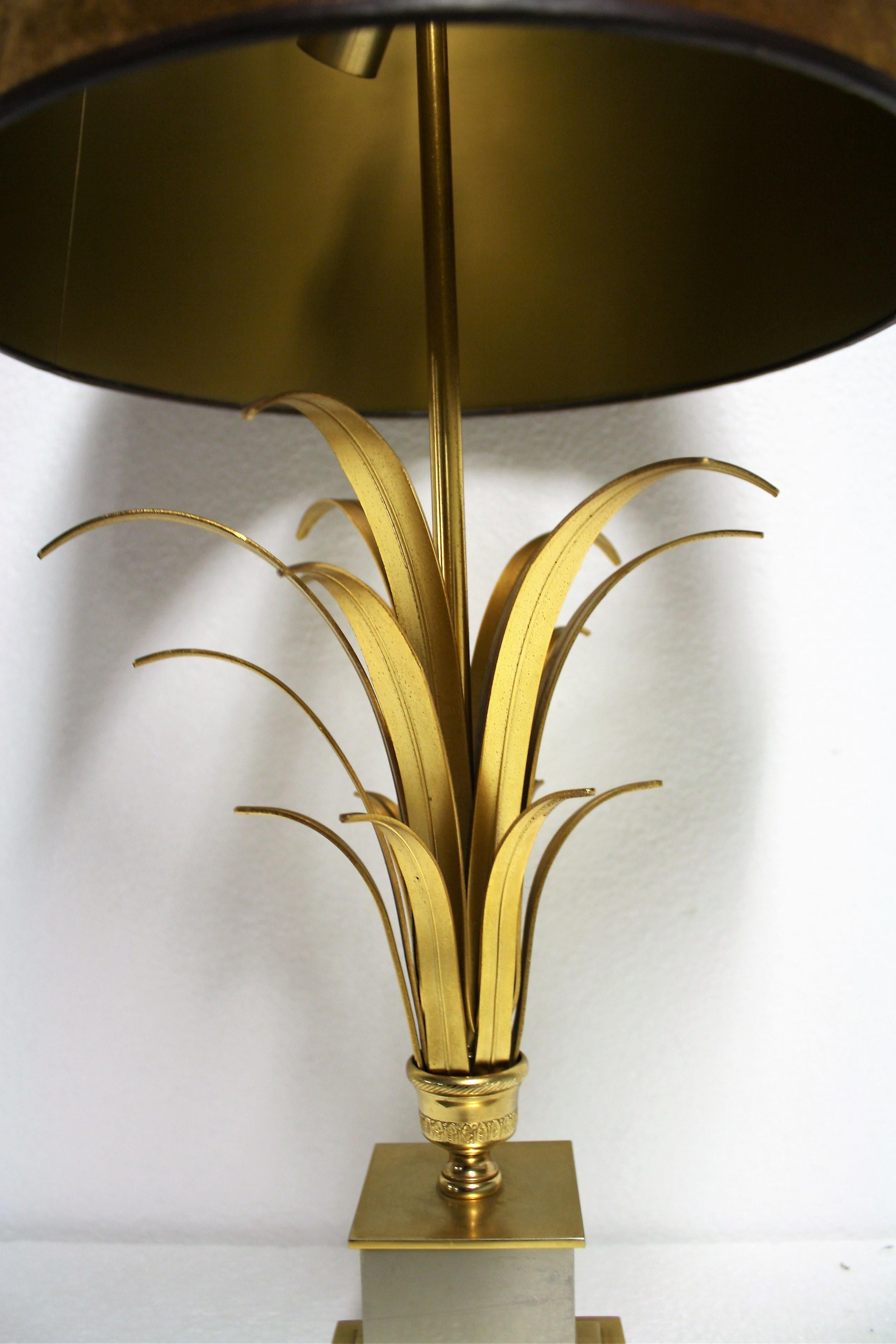 Brass Pineapple Leaf Table Lamp, 1970s 2