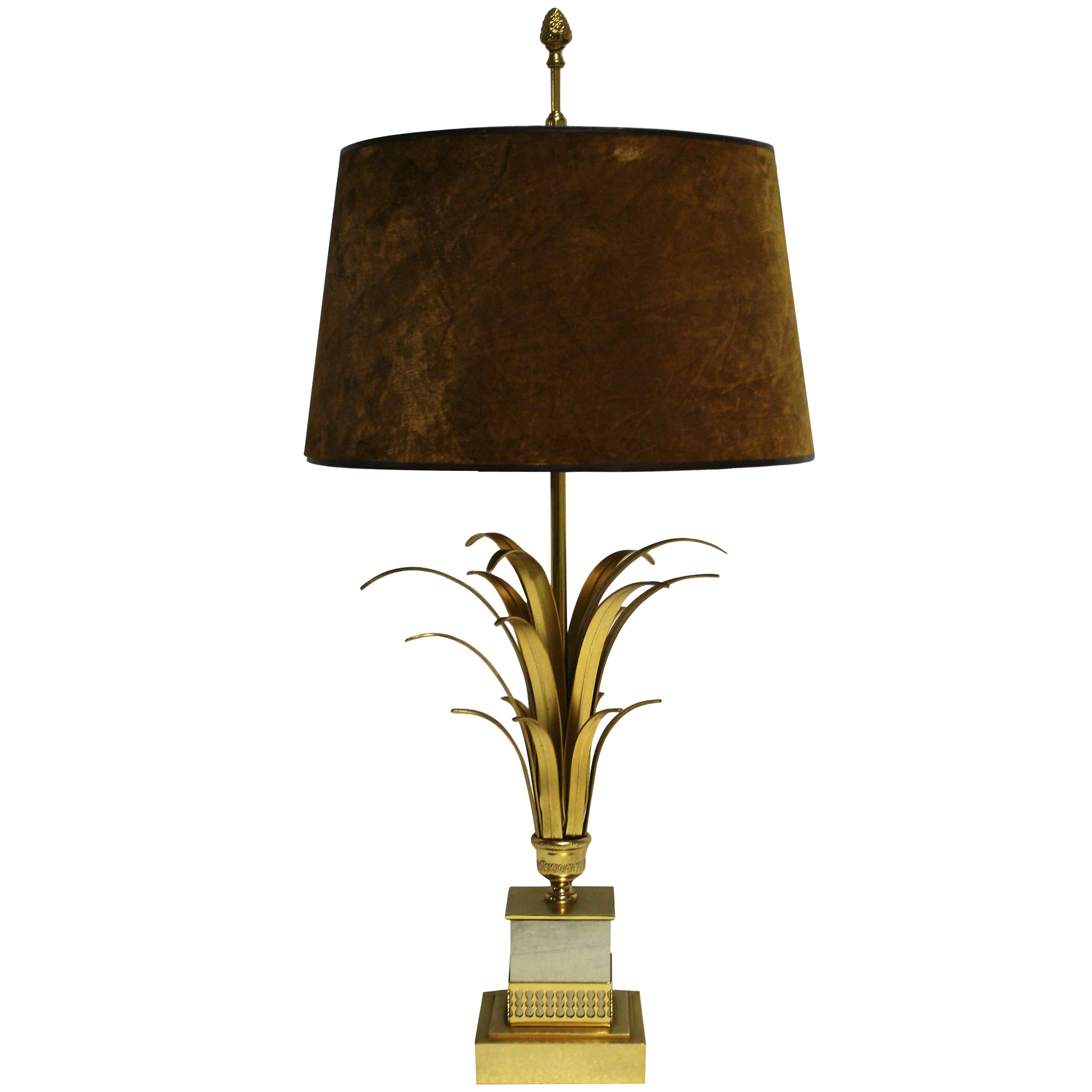 Brass Pineapple Leaf Table Lamp, 1970s