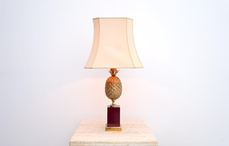 French Brass Pineapple Table Lamp, France, 1970s