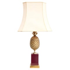 Lampe de bureau ananas en laiton, France, années 1970