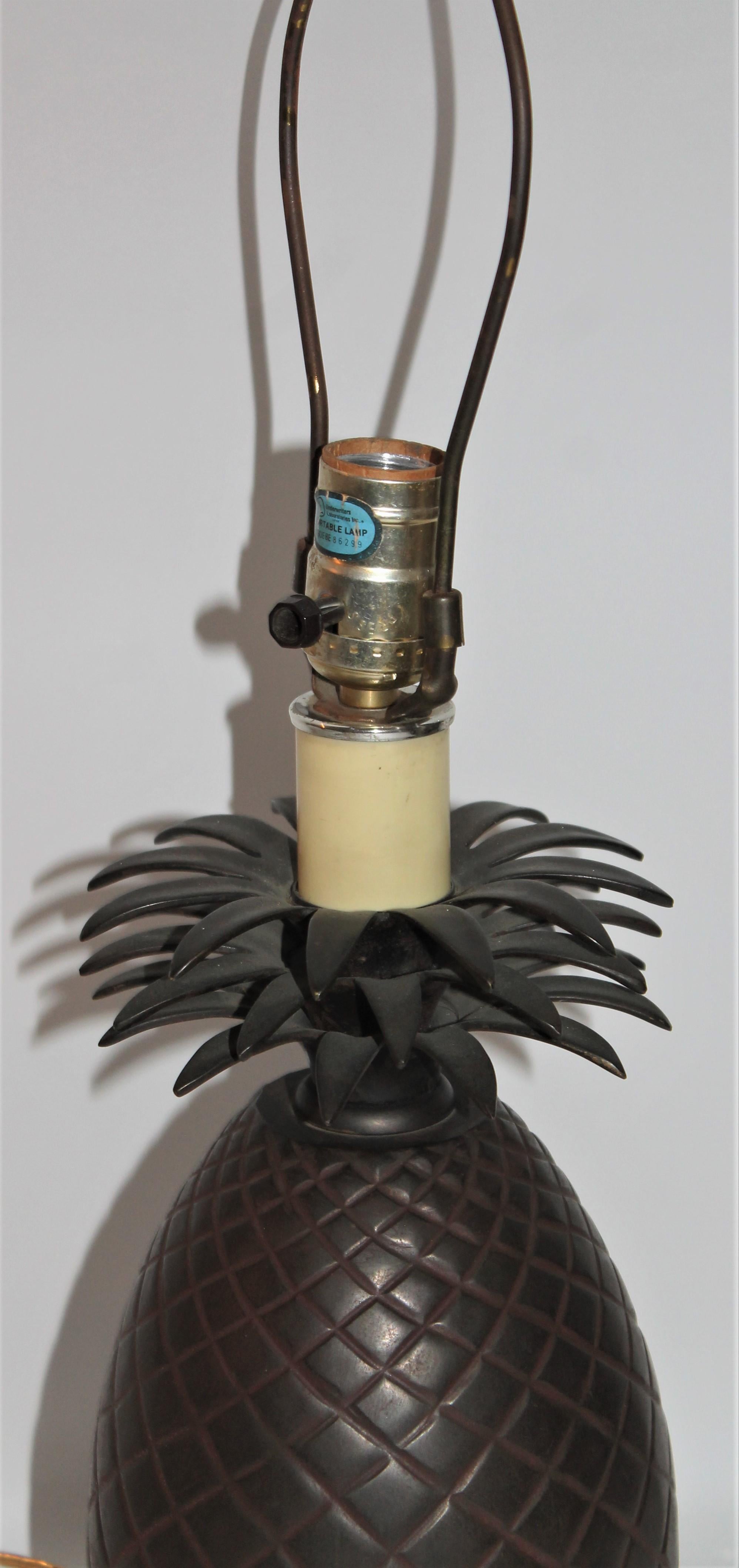 American Brass Pineapple Table Lamp with Pineapple Finial