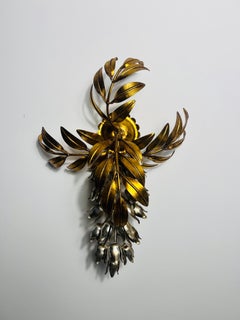 Lámpara de pared Pioggia d'Oro de latón de Hans Kögl, Alemania, Años 60