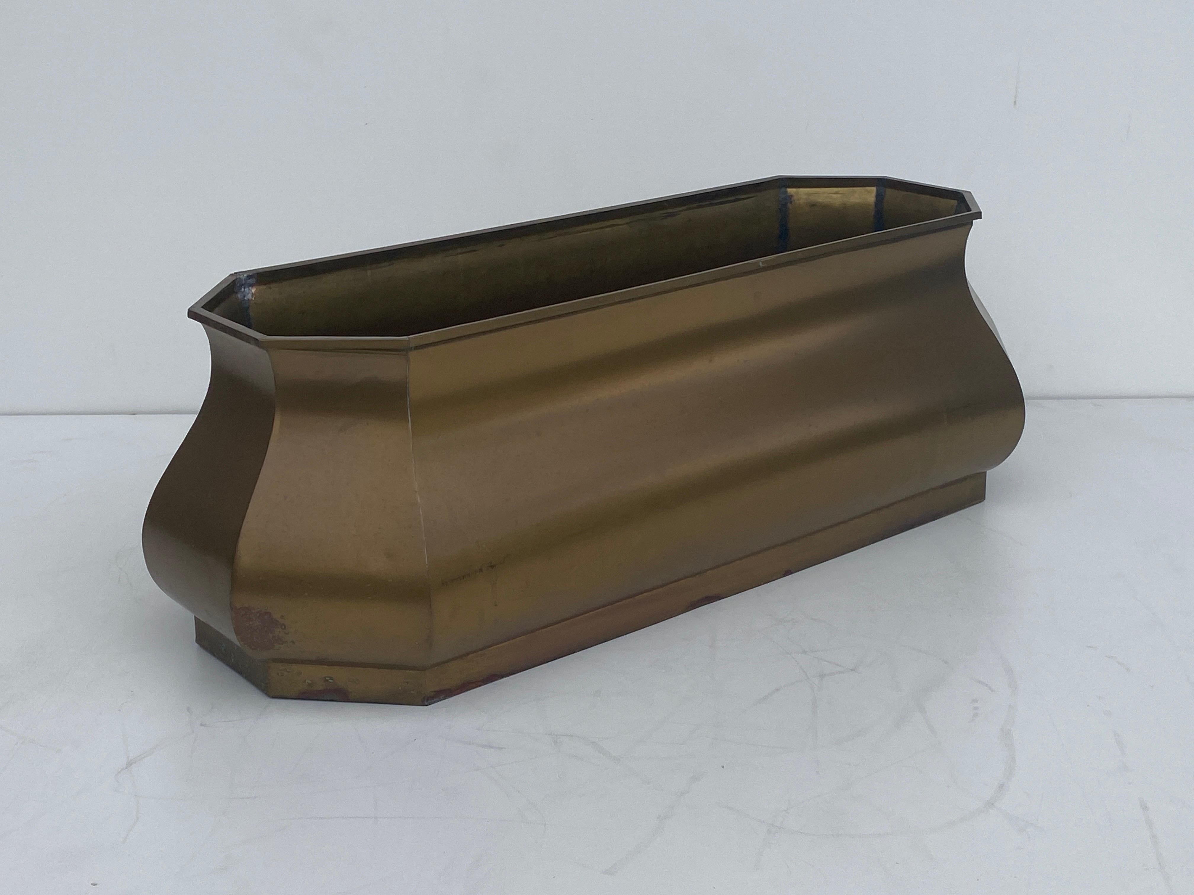 Patinated Brass Planter by Chapman For Sale