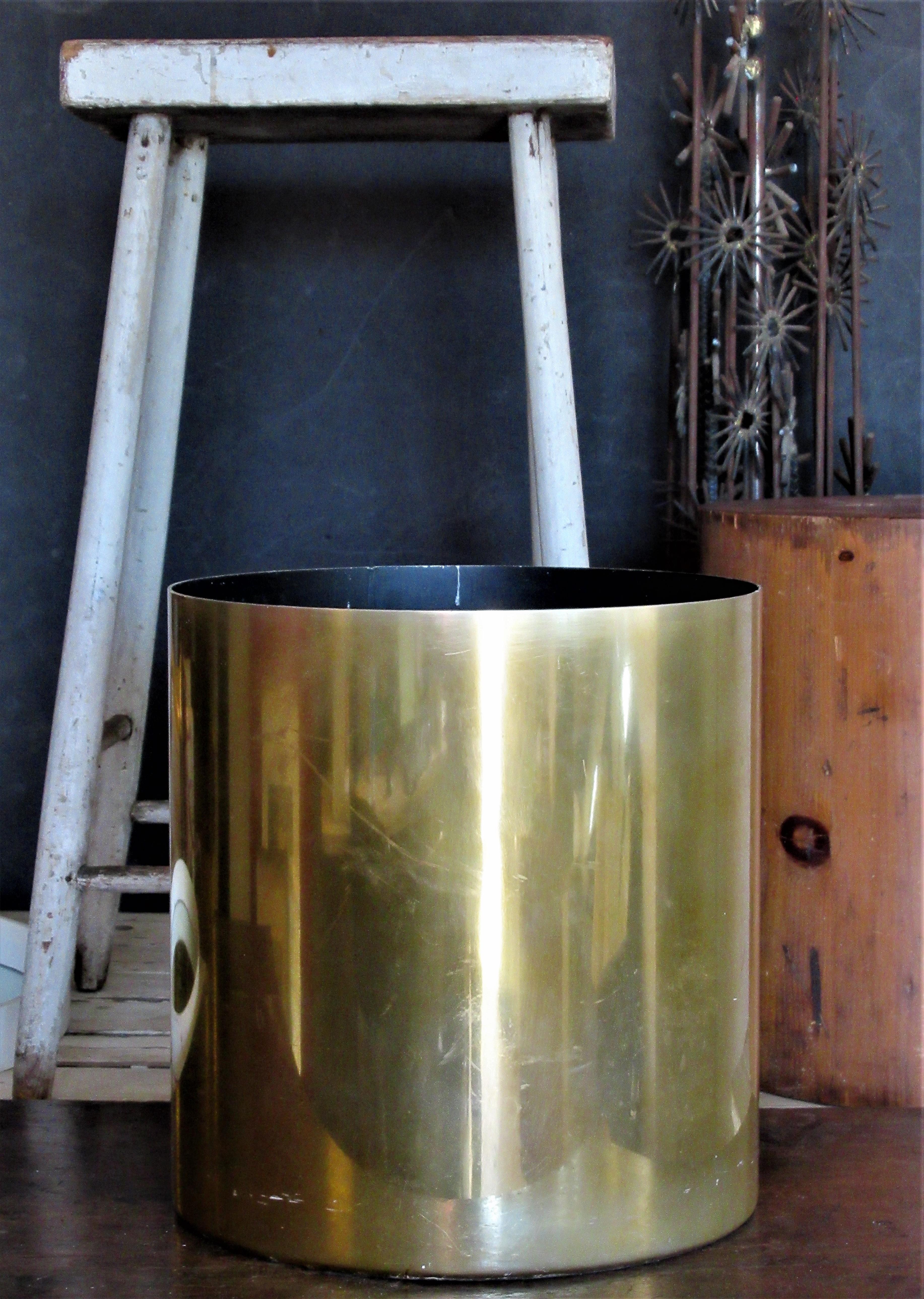 Cylindrical Brass Planter by Paul Mayen for Habitat International In Good Condition In Rochester, NY