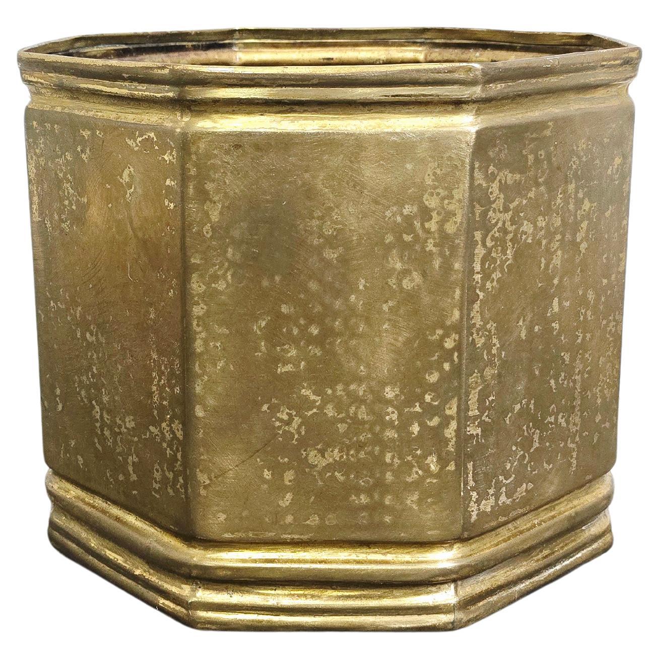 Mid-Century Modern Brass Planter on Casters, Italy, 1970