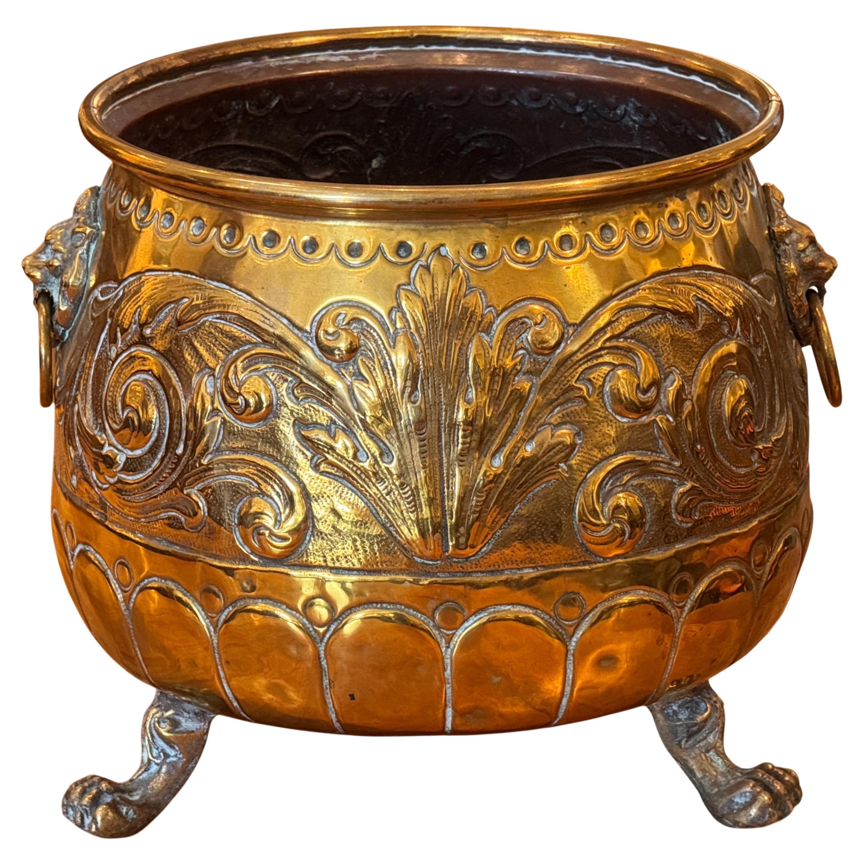 Brass Planter With Paw Feet For Sale
