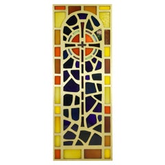 Used Brass Plate Aluminum Stained Glass Church Window