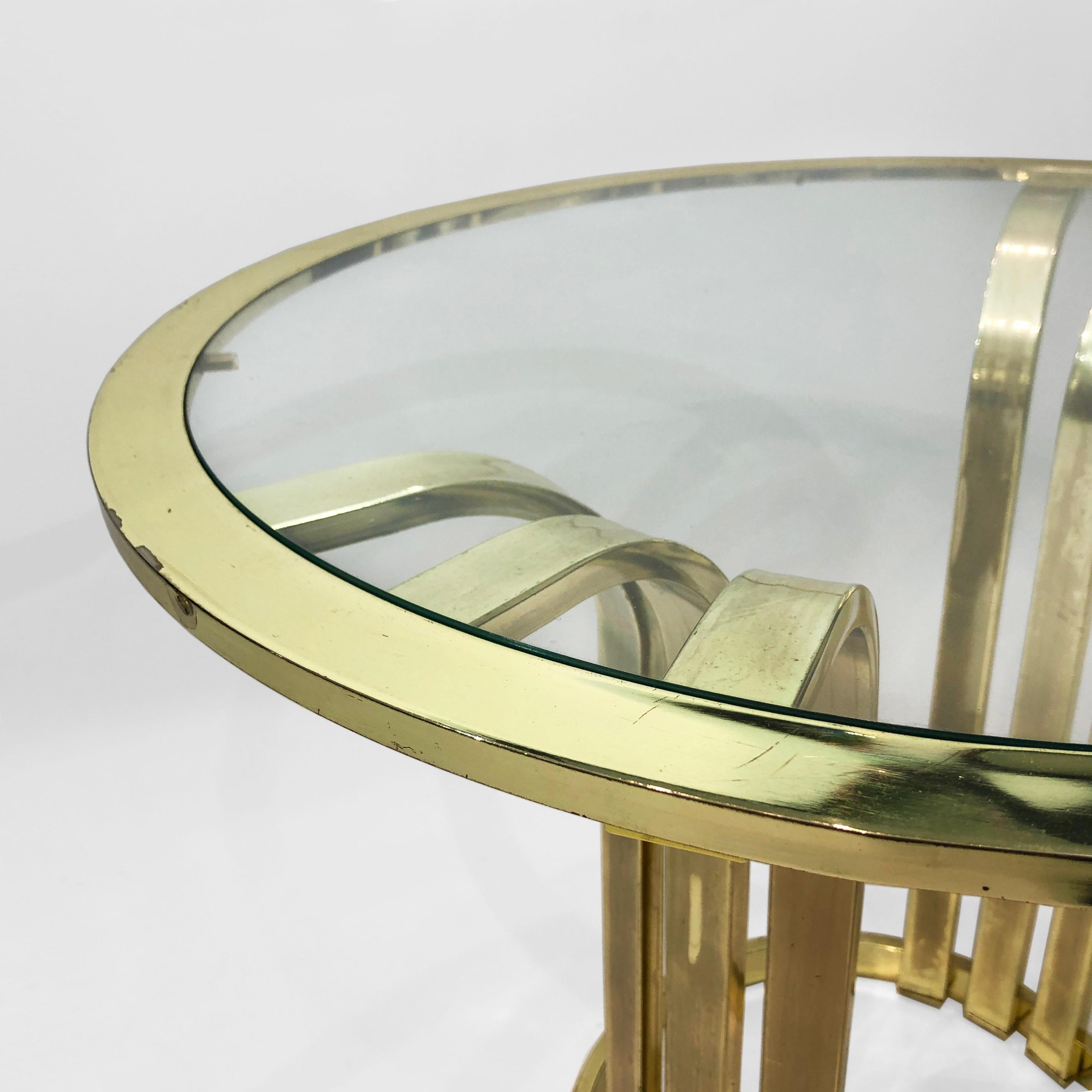 Brass Plated Art Deco Style Side Table 1970s Glamour Vintage Hollywood Regency For Sale 5