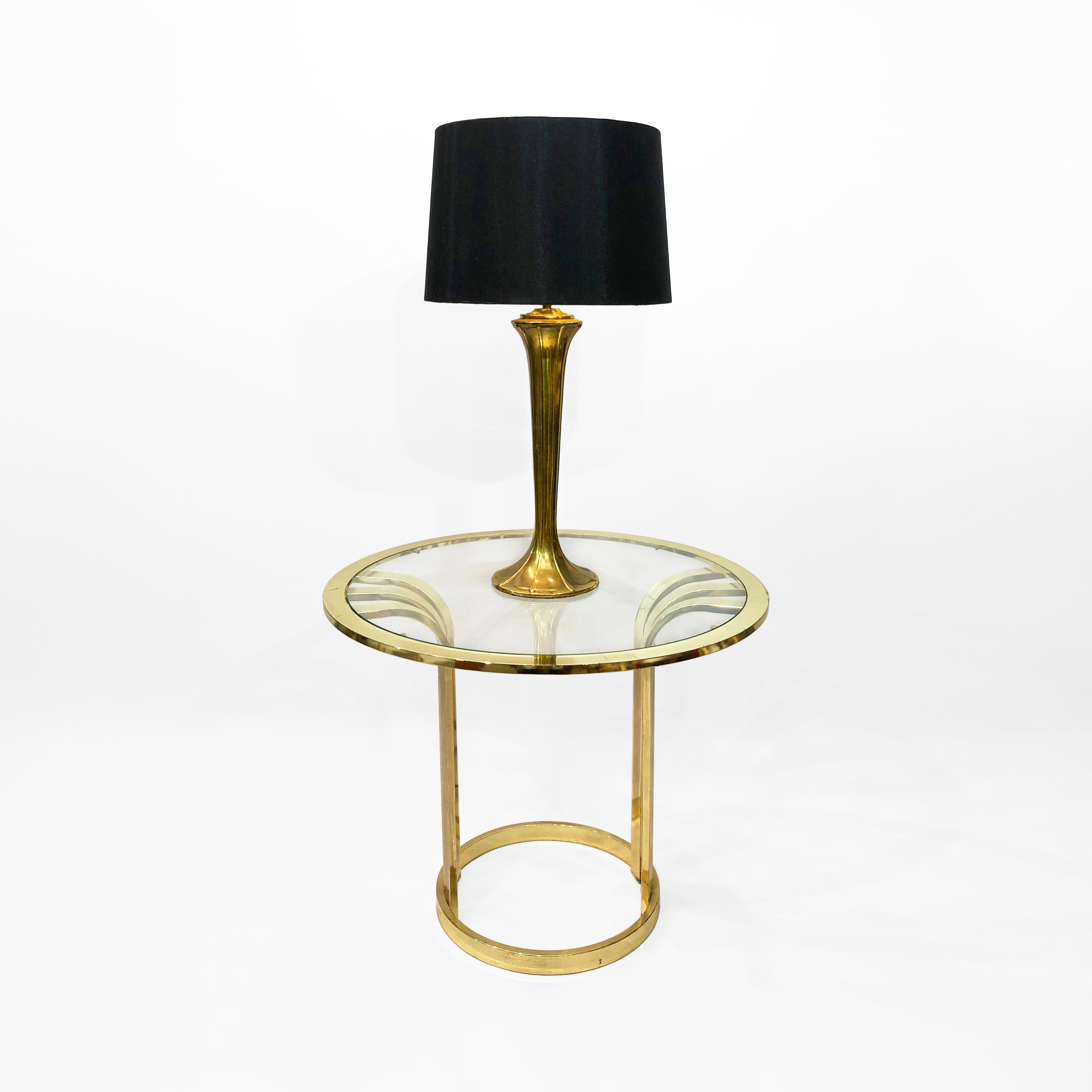 Italian Brass Plated Art Deco Style Side Table 1970s Glamour Vintage Hollywood Regency For Sale