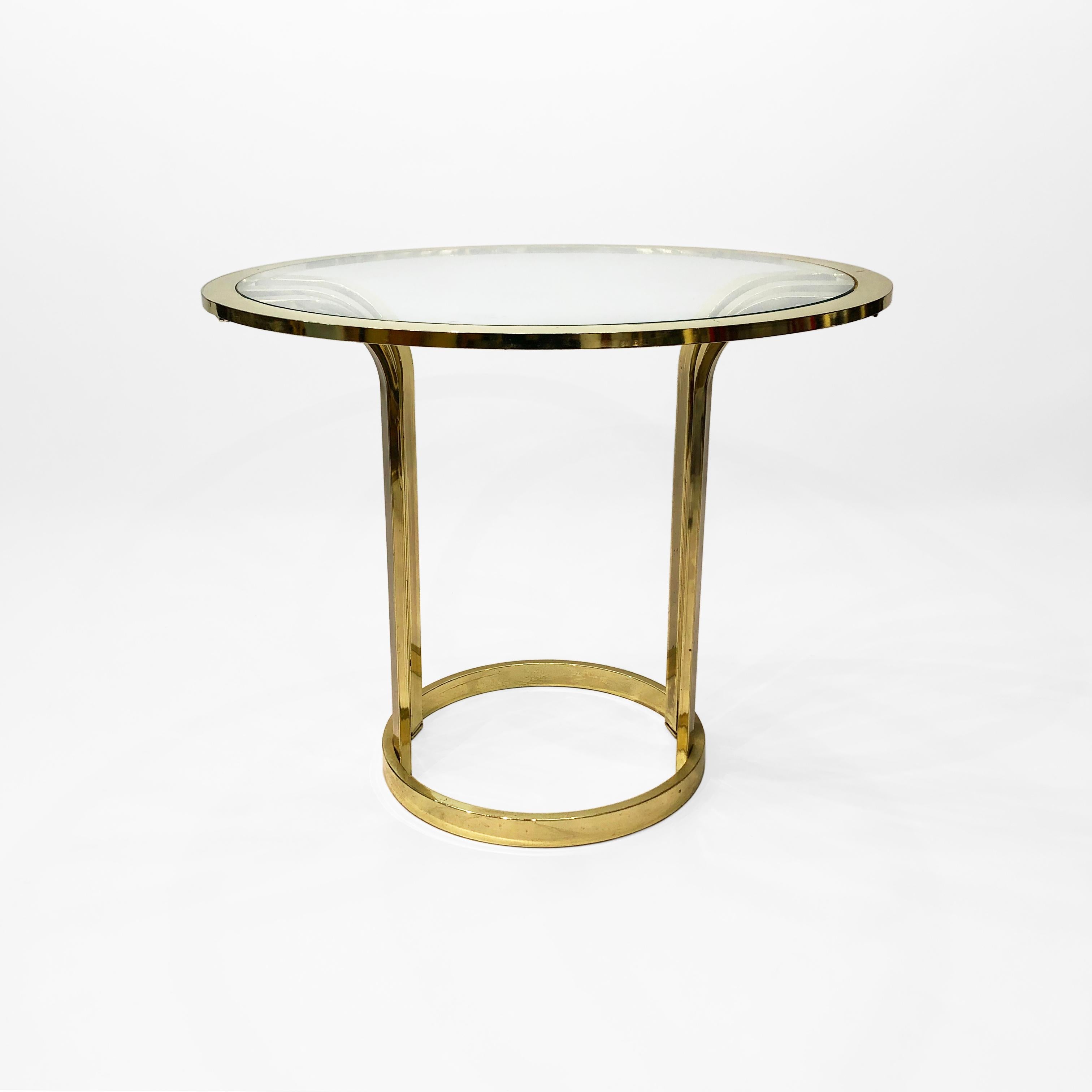 Brass Plated Art Deco Style Side Table 1970s Glamour Vintage Hollywood Regency In Good Condition For Sale In London, GB