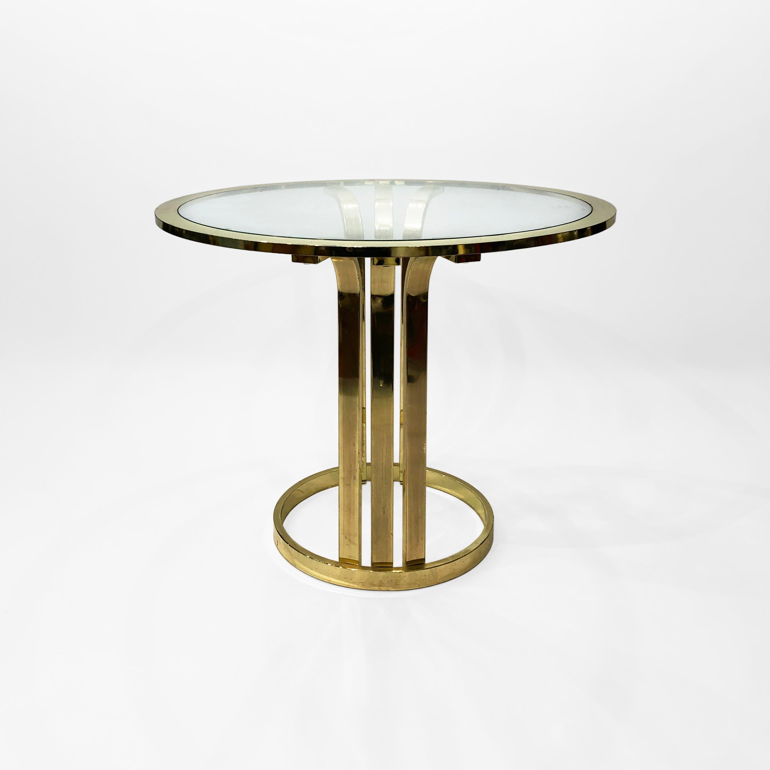 Late 20th Century Brass Plated Art Deco Style Side Table 1970s Glamour Vintage Hollywood Regency For Sale