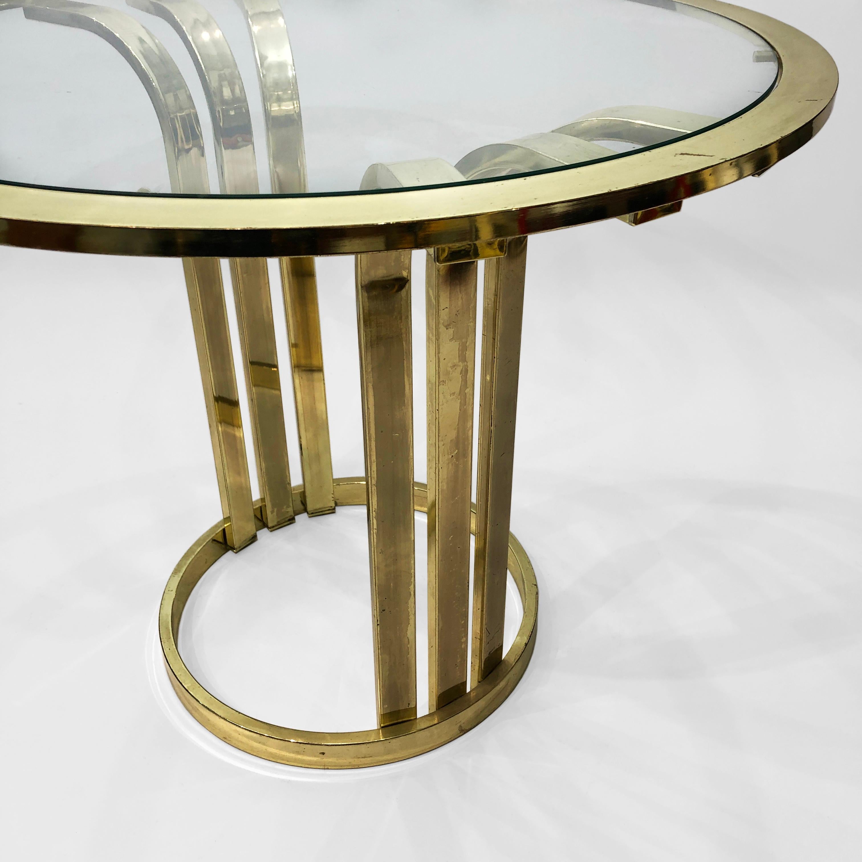 Brass Plated Art Deco Style Side Table 1970s Glamour Vintage Hollywood Regency For Sale 3