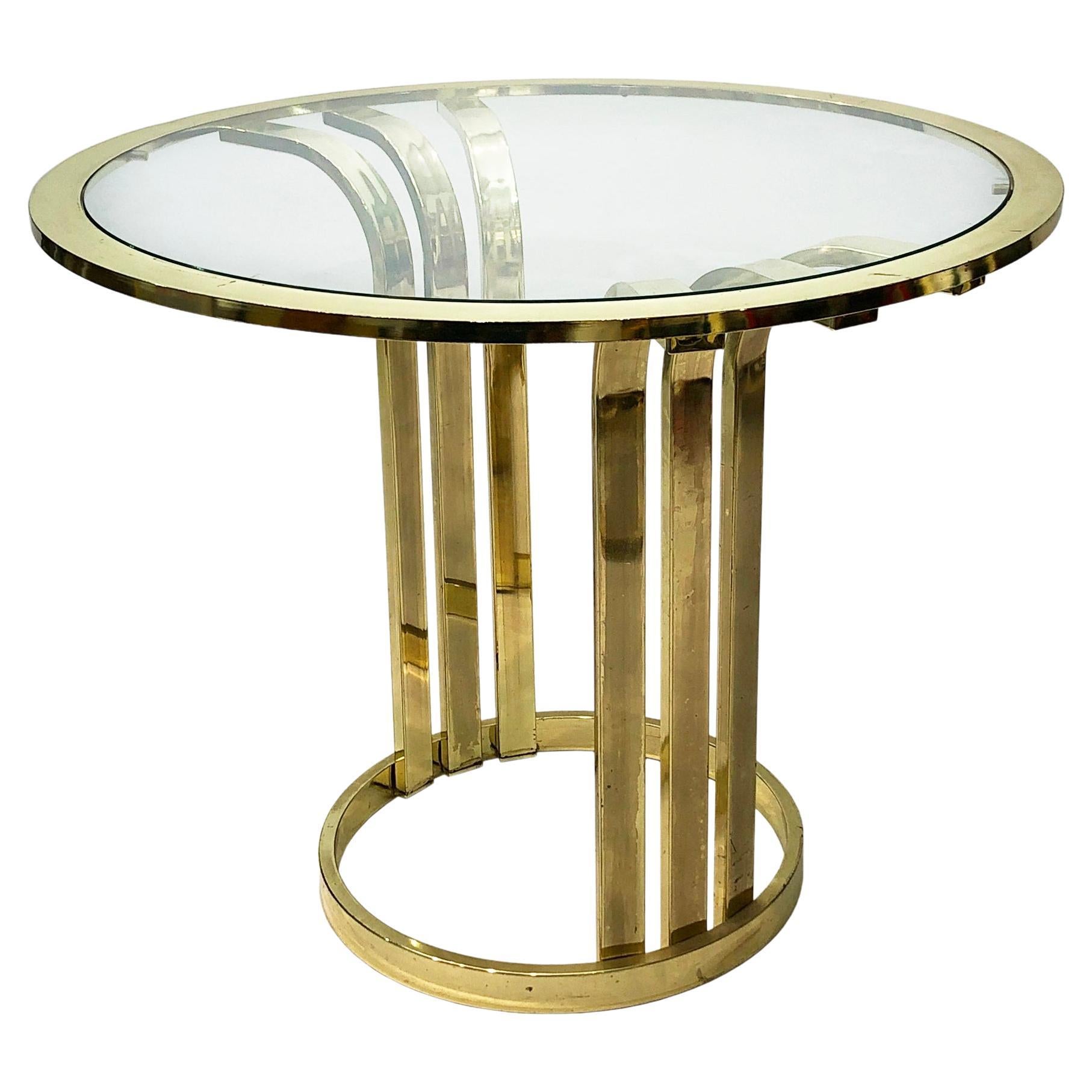 Brass Plated Art Deco Style Side Table 1970s Glamour Vintage Hollywood Regency For Sale