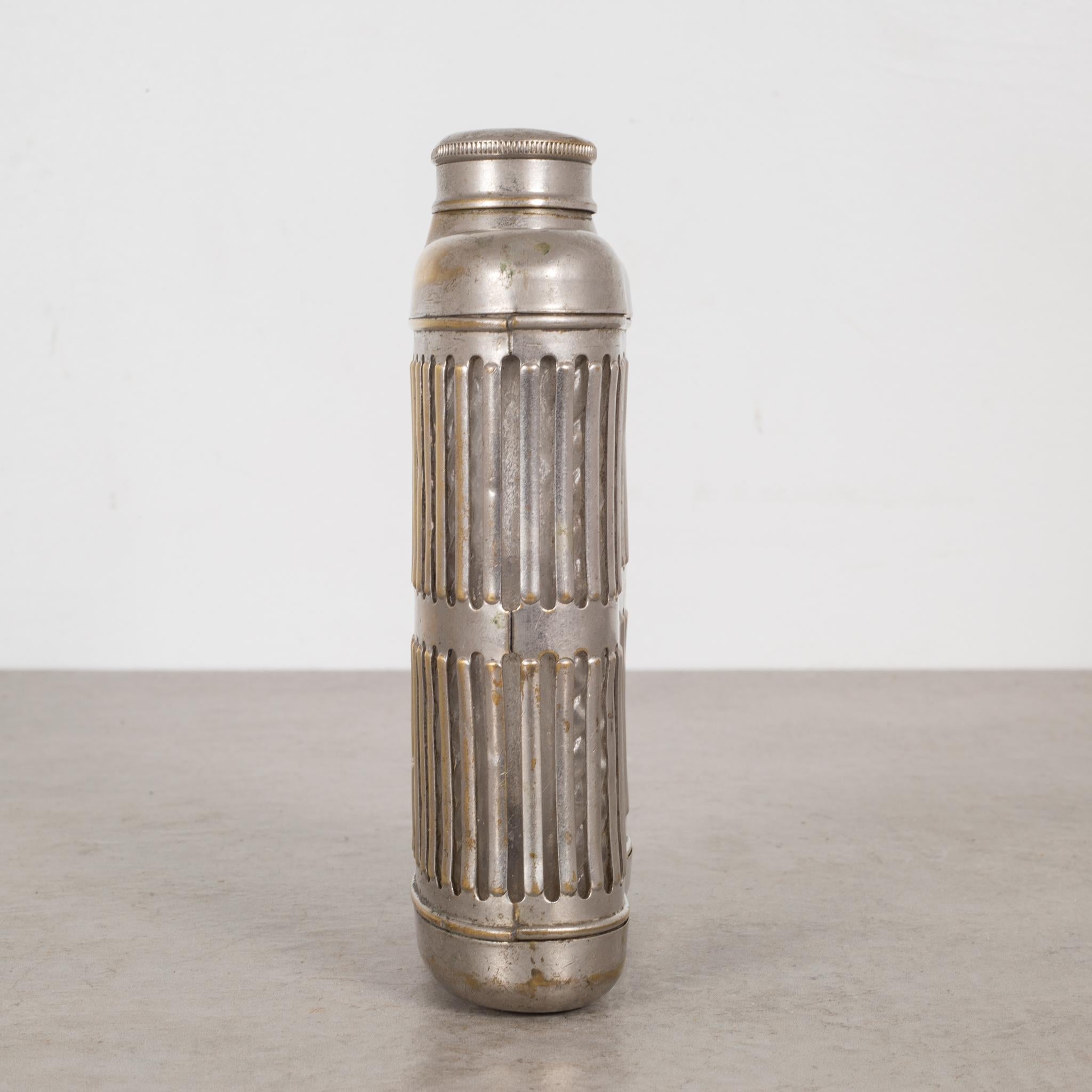 Brass Plated Caged Glass Flask c.1920 In Good Condition In San Francisco, CA