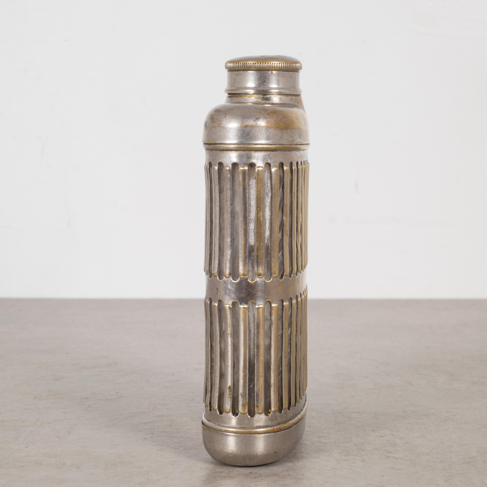 Brass Plated Caged Glass Flask c.1920 1
