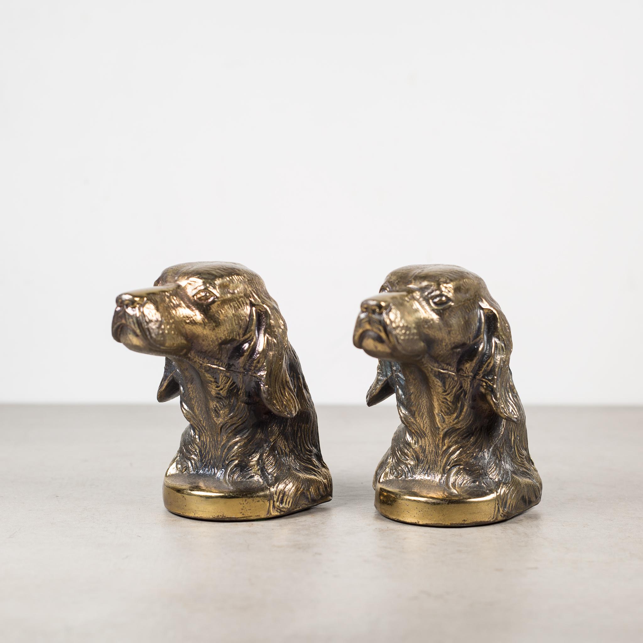 brass dog bookends