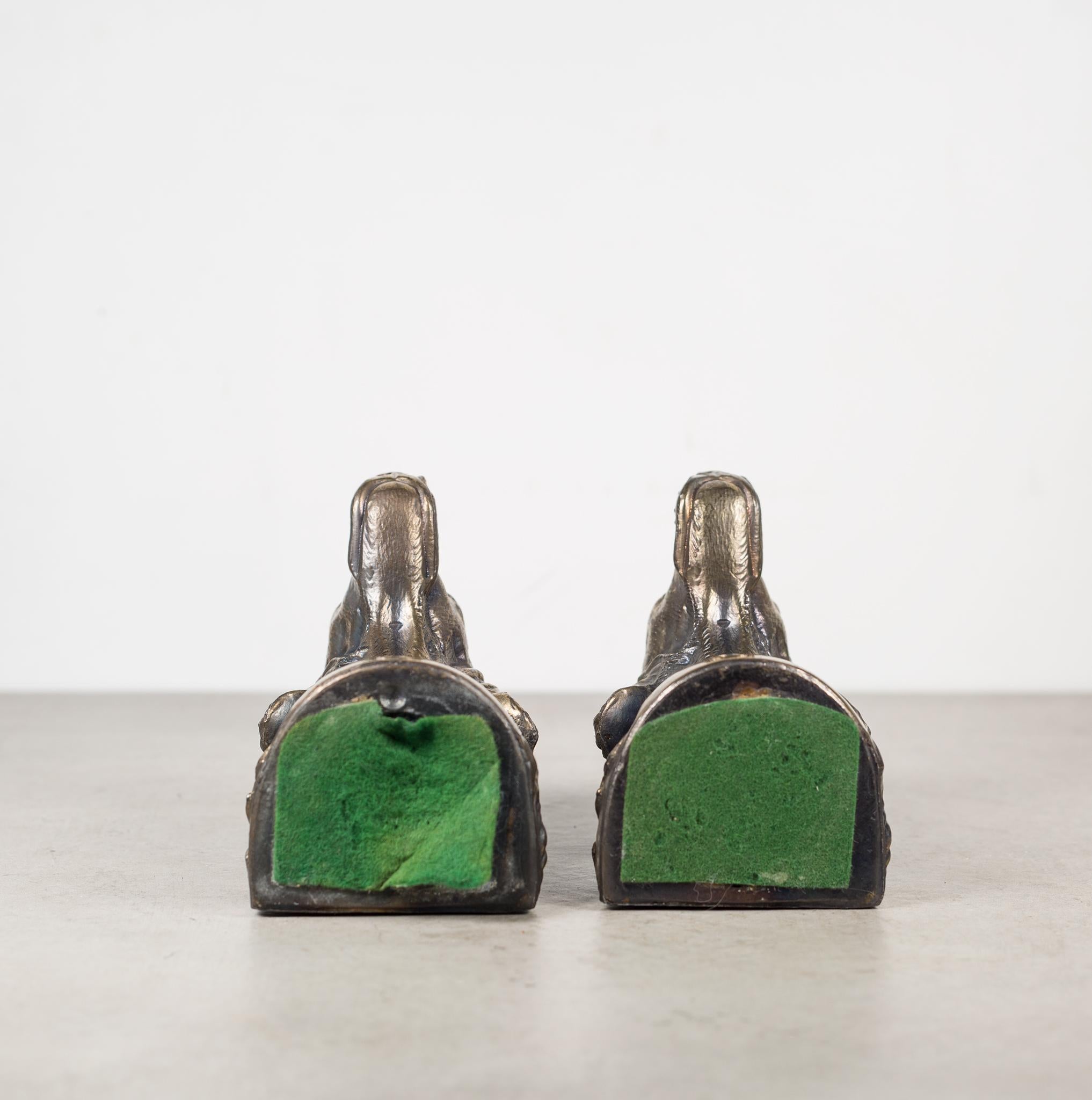 20th Century Brass Plated Dog Bookends, circa 1950