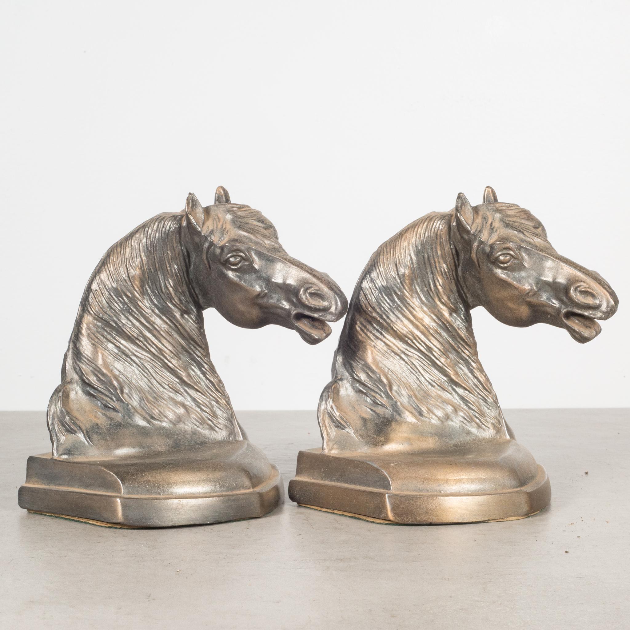 Mid-Century Modern Brass Plated Horse Bookends, c.1950-1970