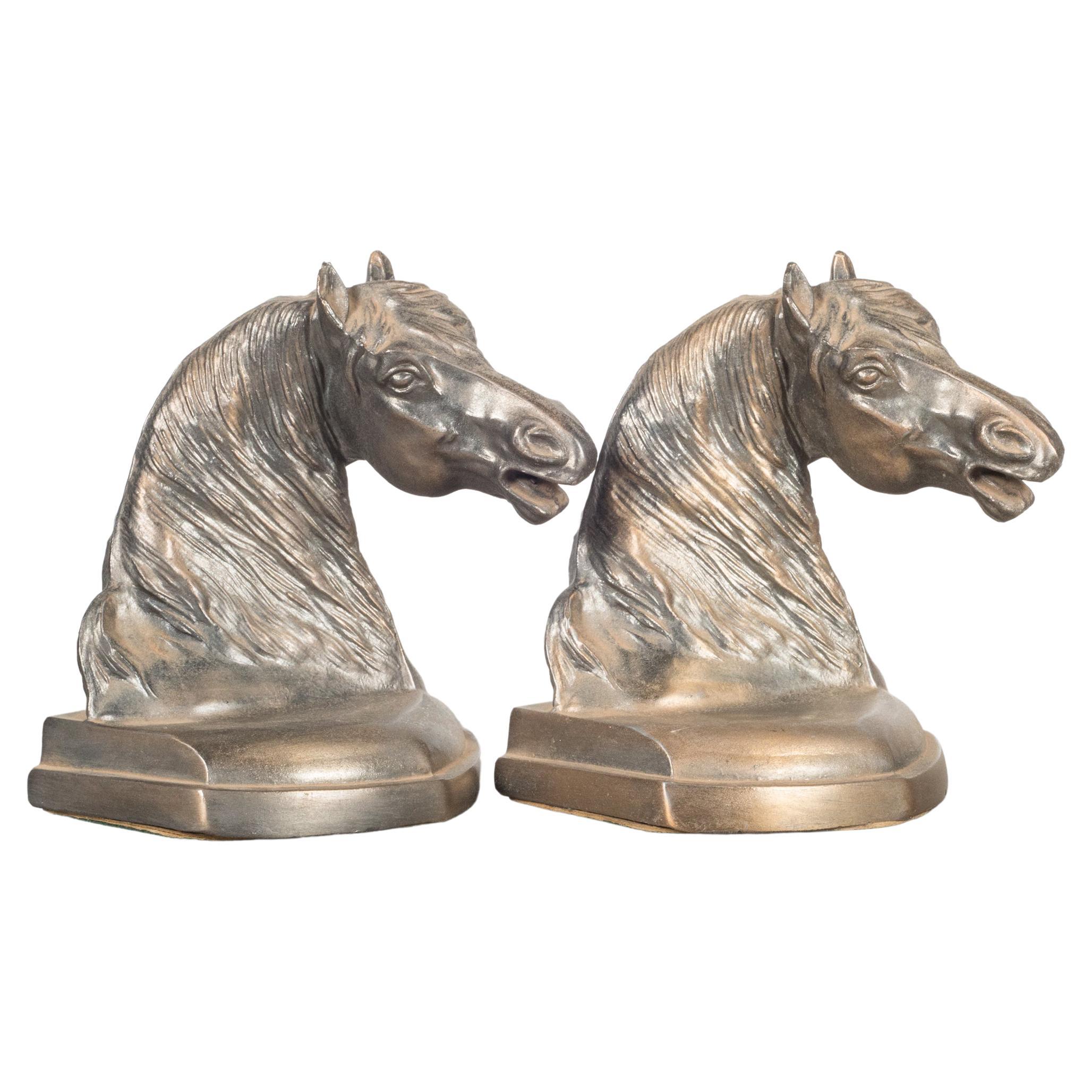 Brass Plated Horse Bookends, c.1950-1970