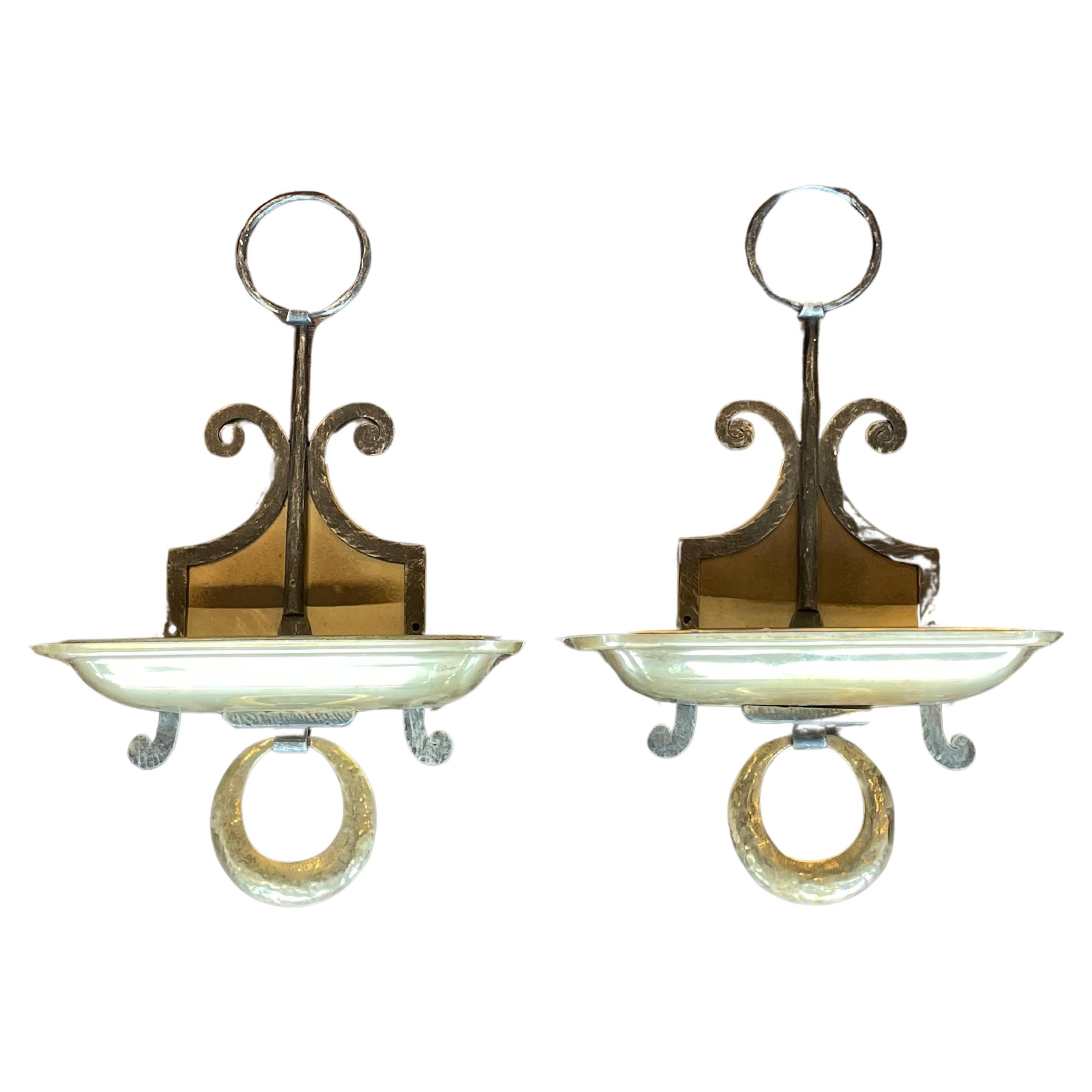 Neoclassical English Brass-Plated Sconces For Sale