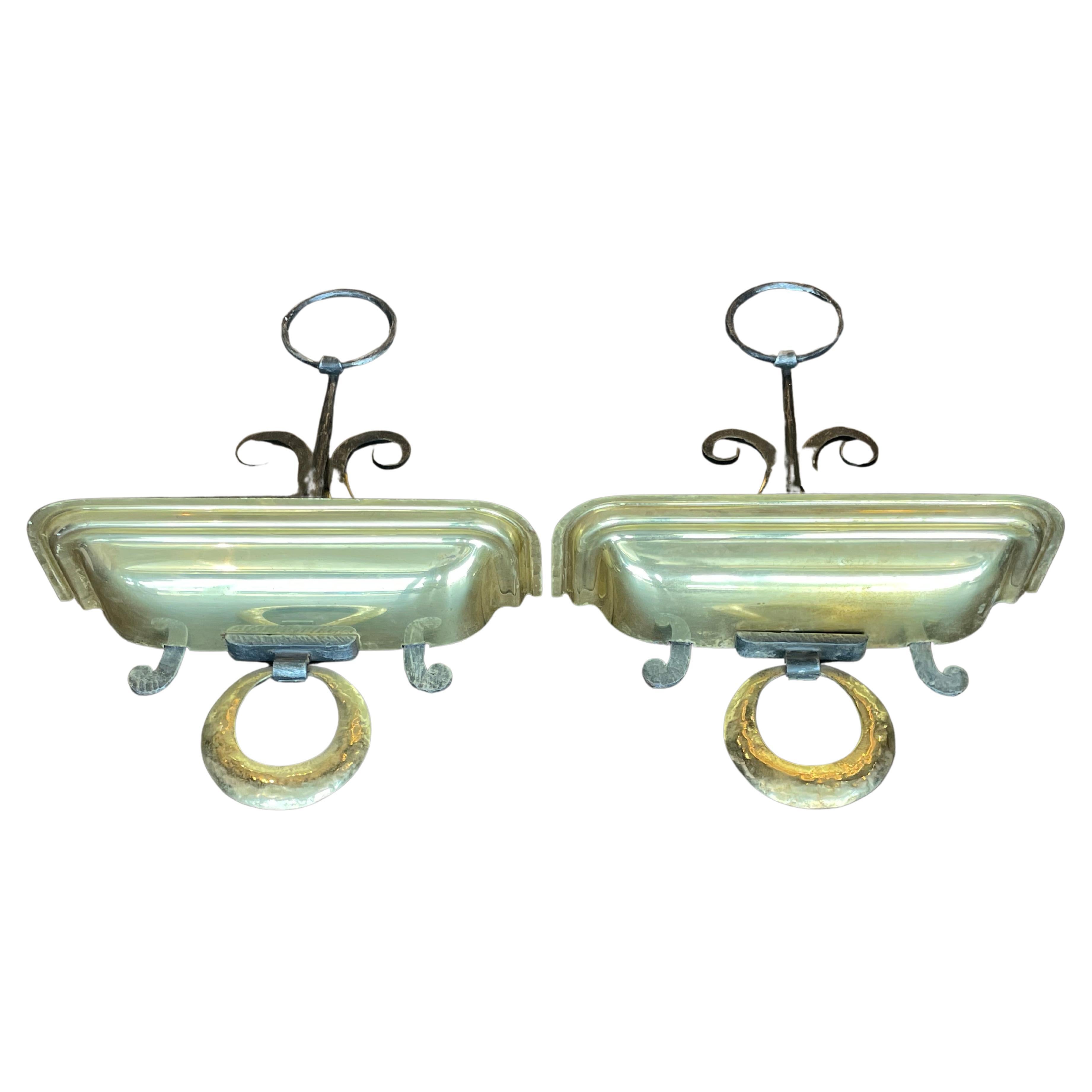 English Brass-Plated Sconces In Excellent Condition For Sale In West Hollywood, CA