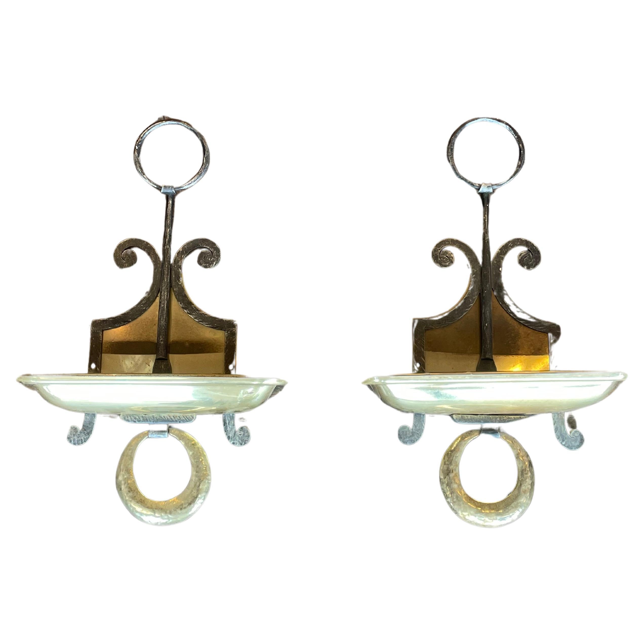 English Brass-Plated Sconces