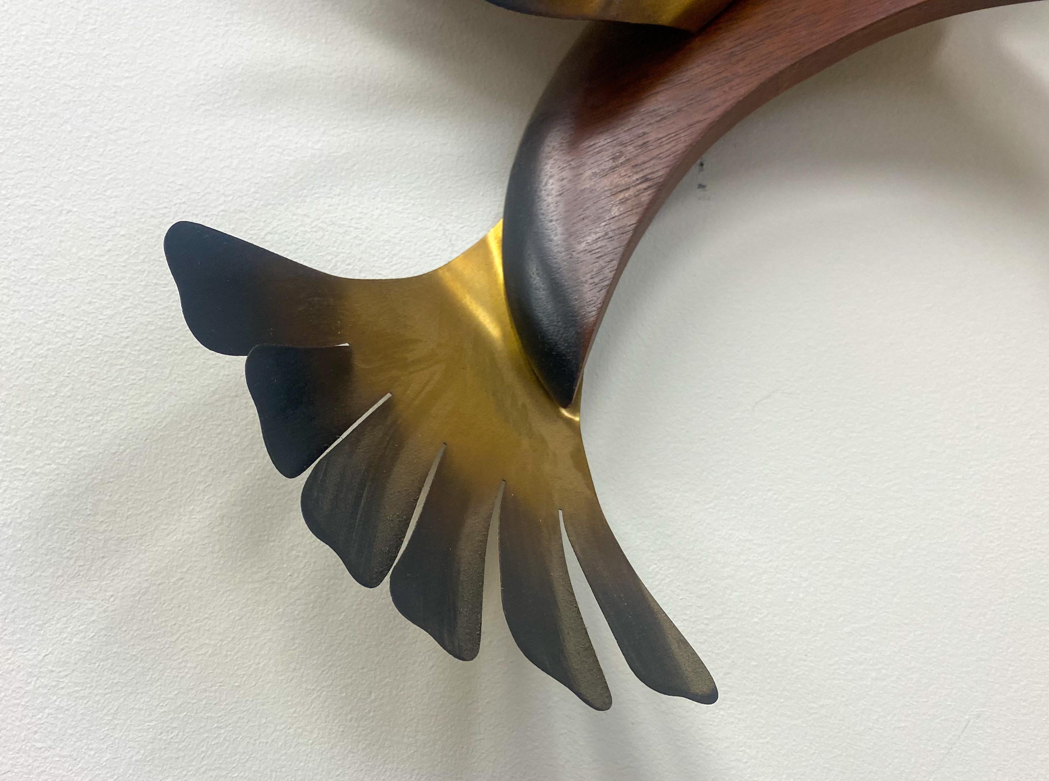 20th Century Brass Plated Seagull Bird Wall Sculpture in Flight Attributed to C.Jere, a Pair For Sale