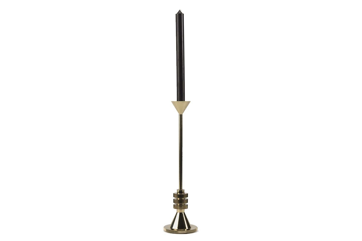 These brass plated solid aluminum cog medium and cog tall candleholders are part of the iconic and Industrial inspired cog collection from Tom Dixon.

Tom Dixon has become one of the most popular and sought-after designers for home accessories and