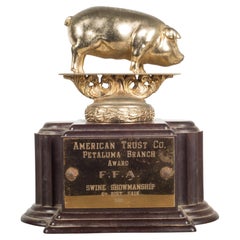 Brass Plated "Swine Showmanship" Trophy with Bakelite Base, c.1951