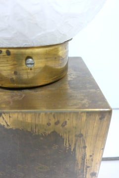 Brass-Plated Table Lamp with Handmade Glass Shade, Hungary, 1970s