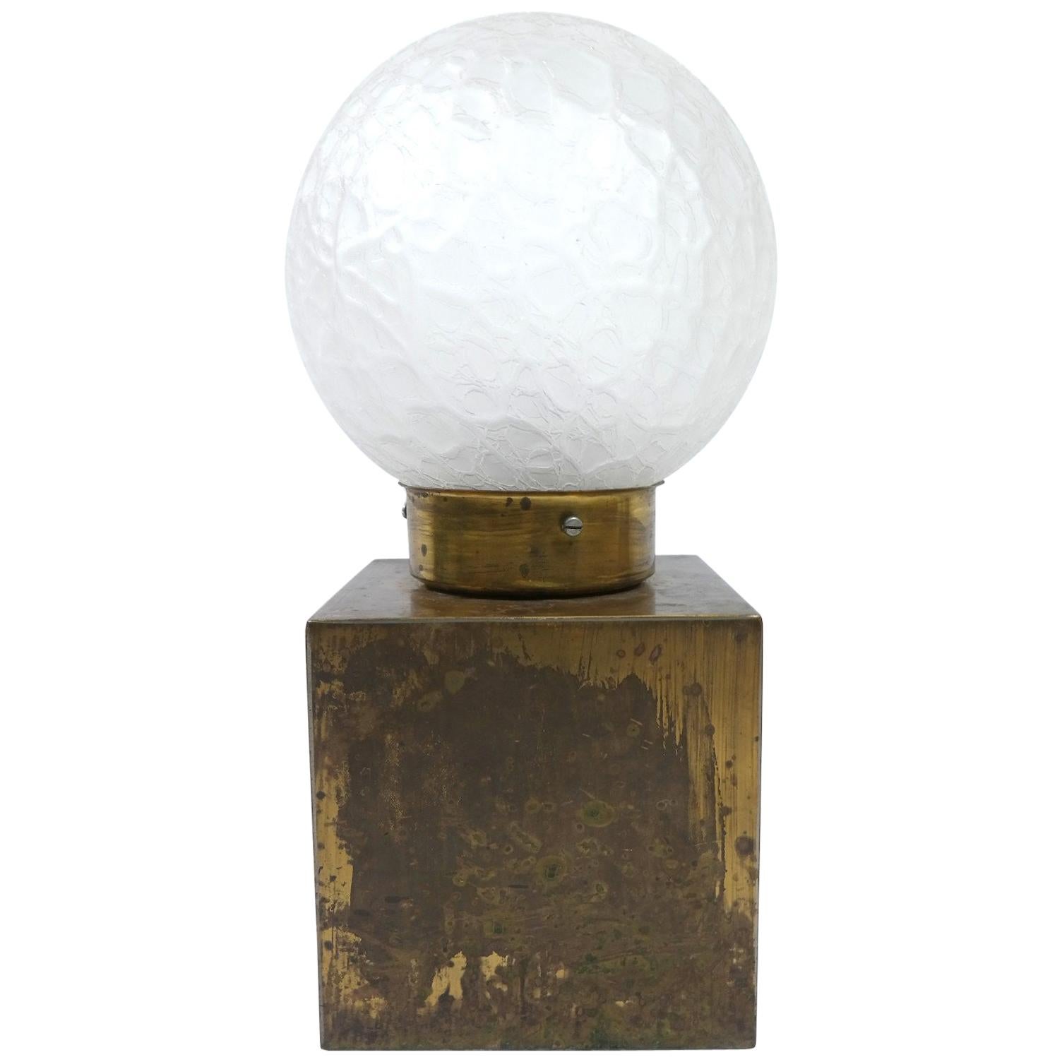 Large Brass Table Lamp with Opal Glass Shade at 1stDibs