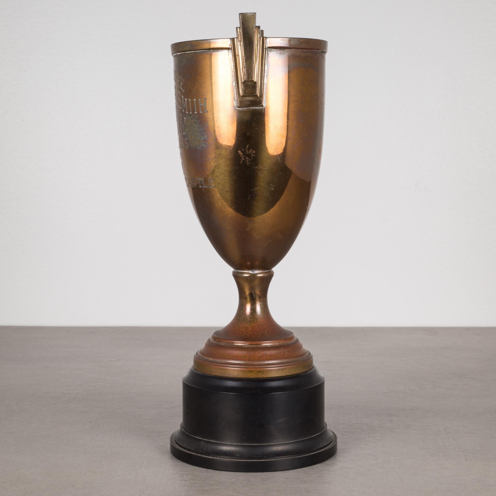 Art Deco Brass Plated Trophy Cup San Frnacisco Yacht Club c. 1930s
