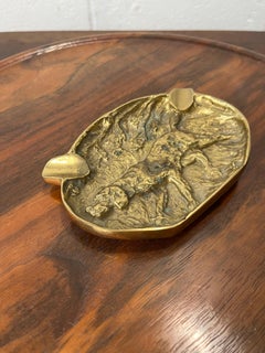 Brass Pointer Ashtray with Hunting Dogs, Mid-Century Modern, USA