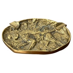 Brass Pointer Ashtray with Hunting Dogs, Mid-Century Modern, USA