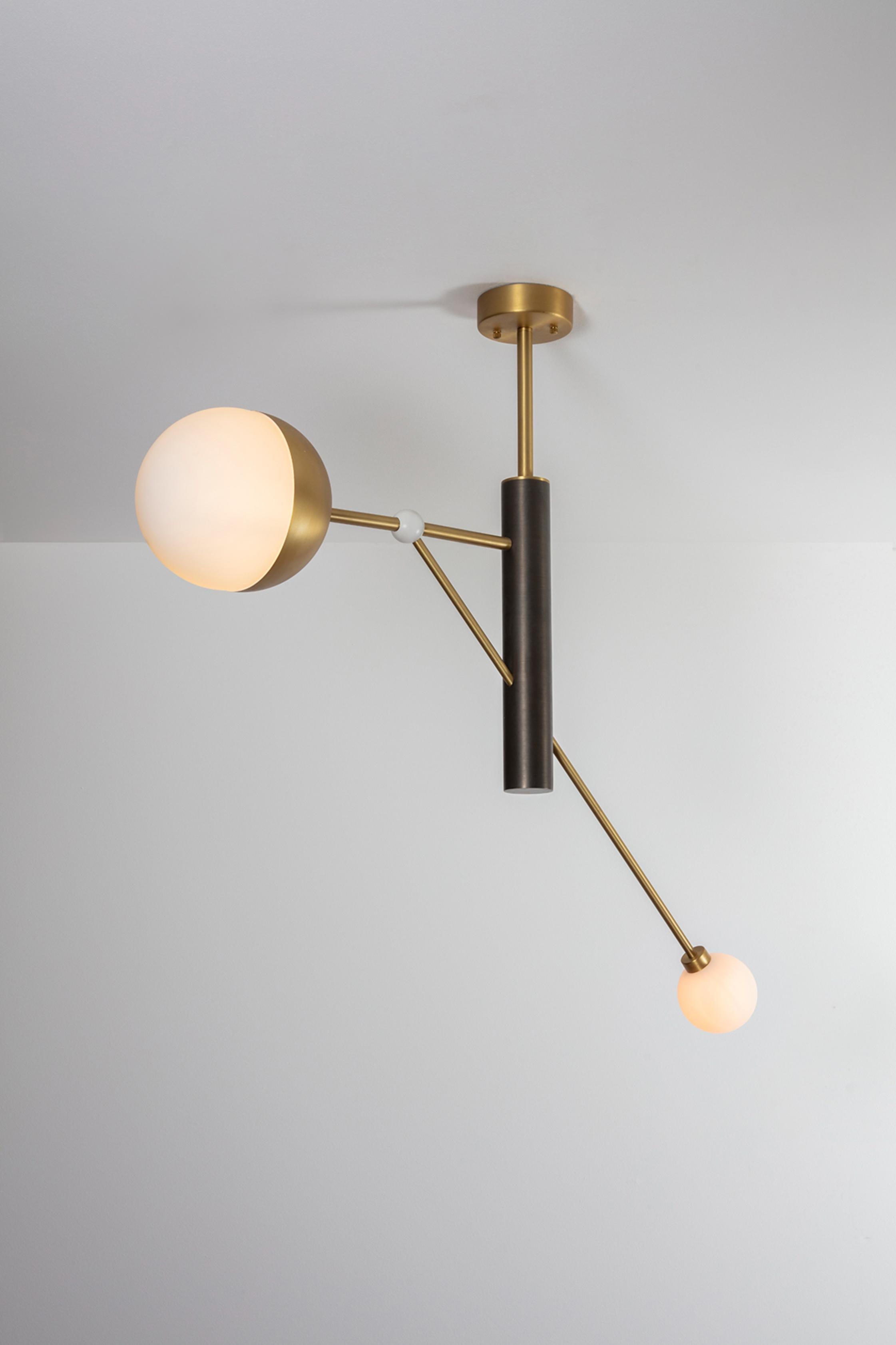 Modern Brass Pole Dance Pendant Light by Square in Circle For Sale