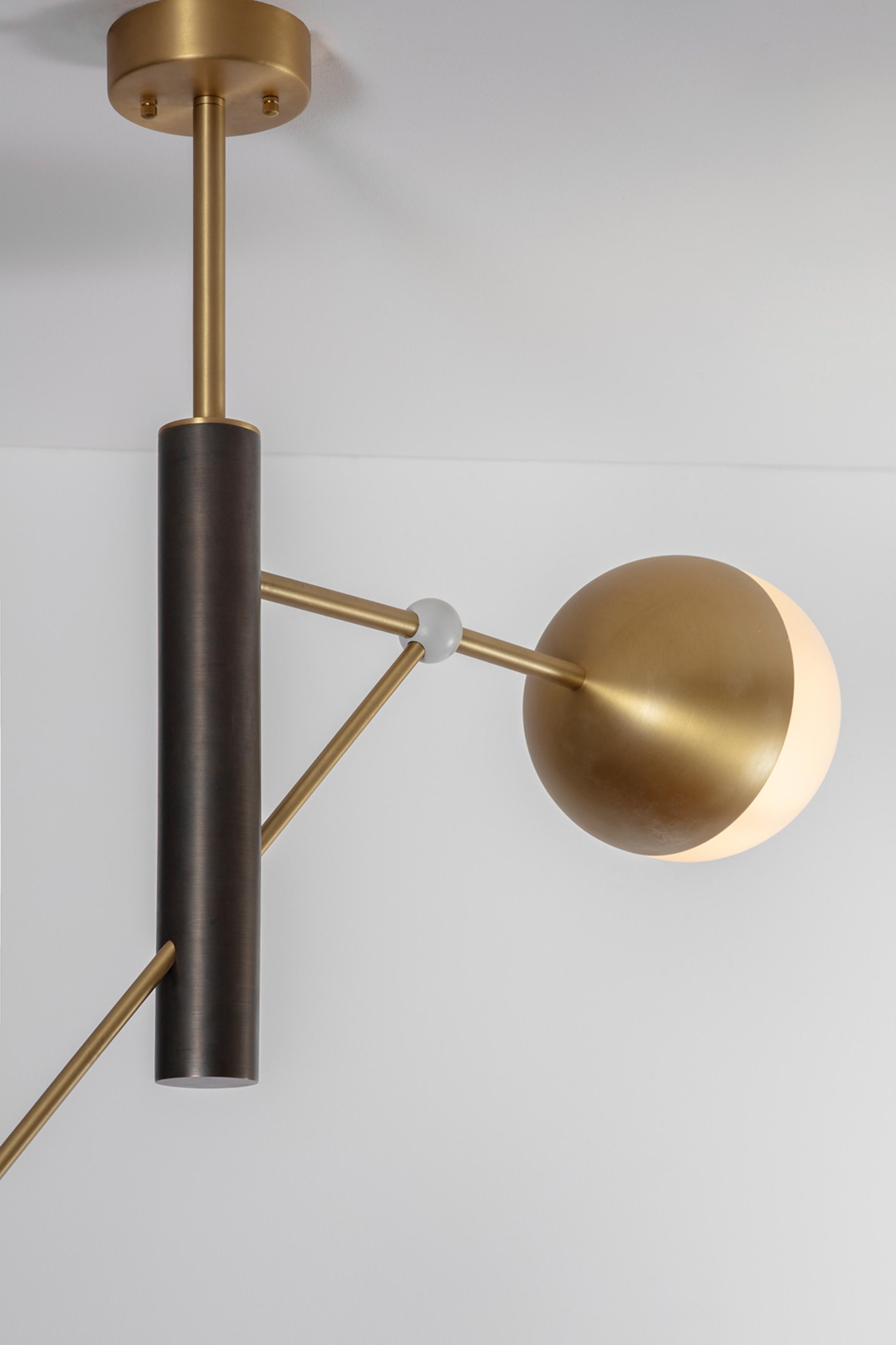 Brushed Brass Pole Dance Pendant Light by Square in Circle For Sale