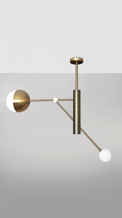 Brass "Pole Dance" Pendant Light, Square in Circle