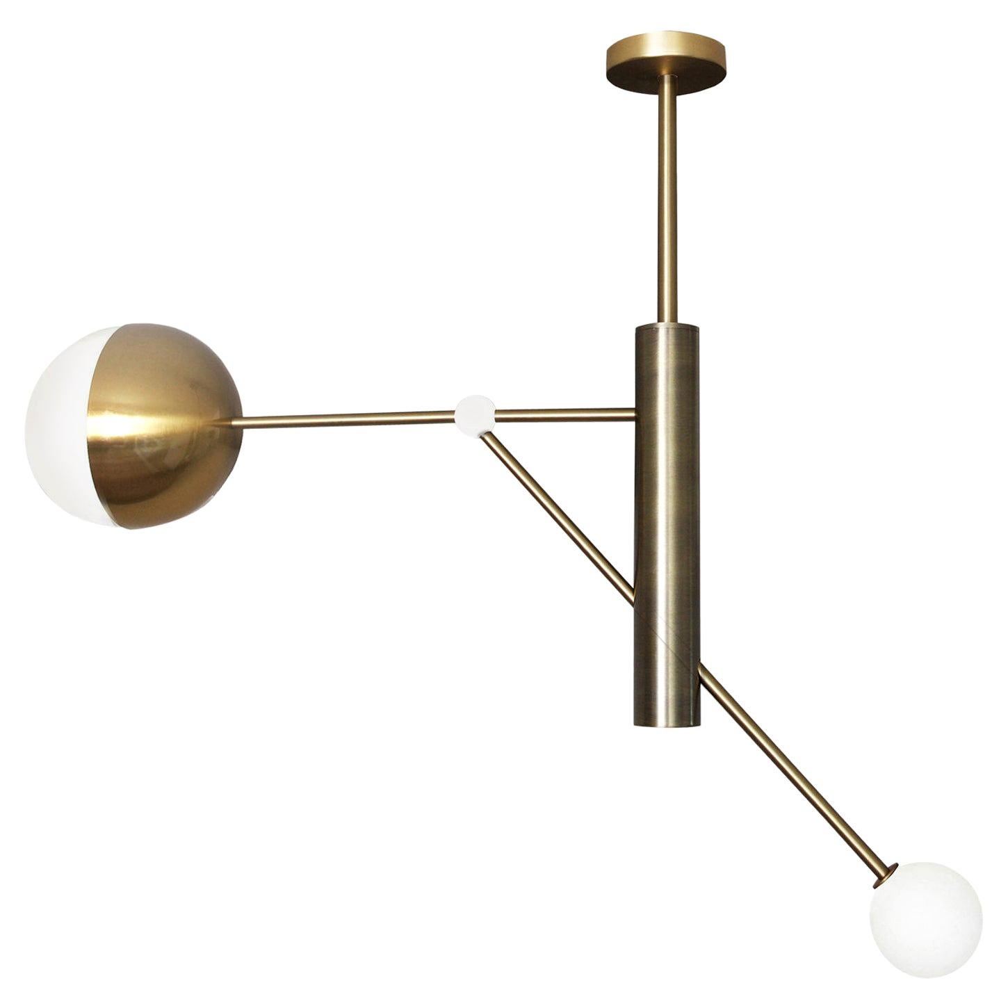 Brass "Pole Dance" Pendant Light, Square in Circle For Sale at 1stDibs