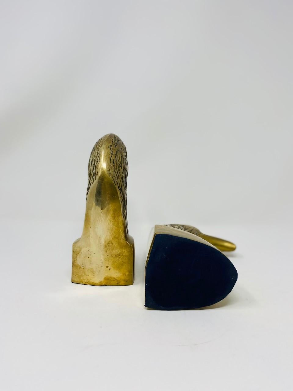 Brass Polished American Eagle Bookends 1970s 3