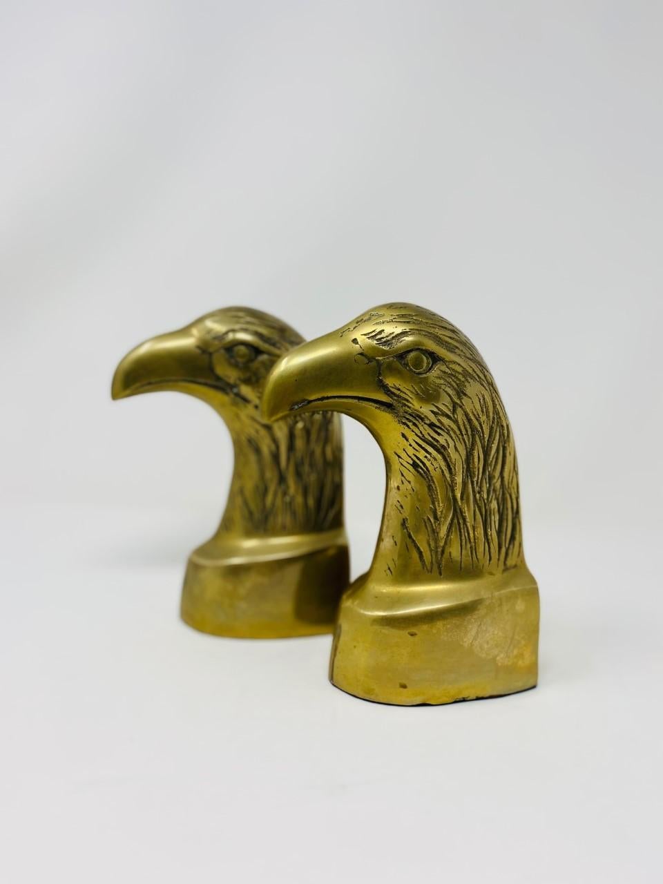 Brass Polished American Eagle Bookends 1970s 4