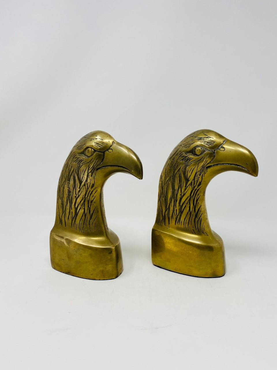 Brass Polished American Eagle Bookends 1970s In Good Condition In San Diego, CA