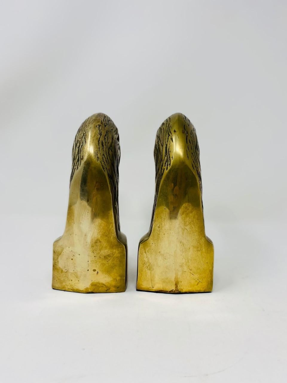 Brass Polished American Eagle Bookends 1970s 2