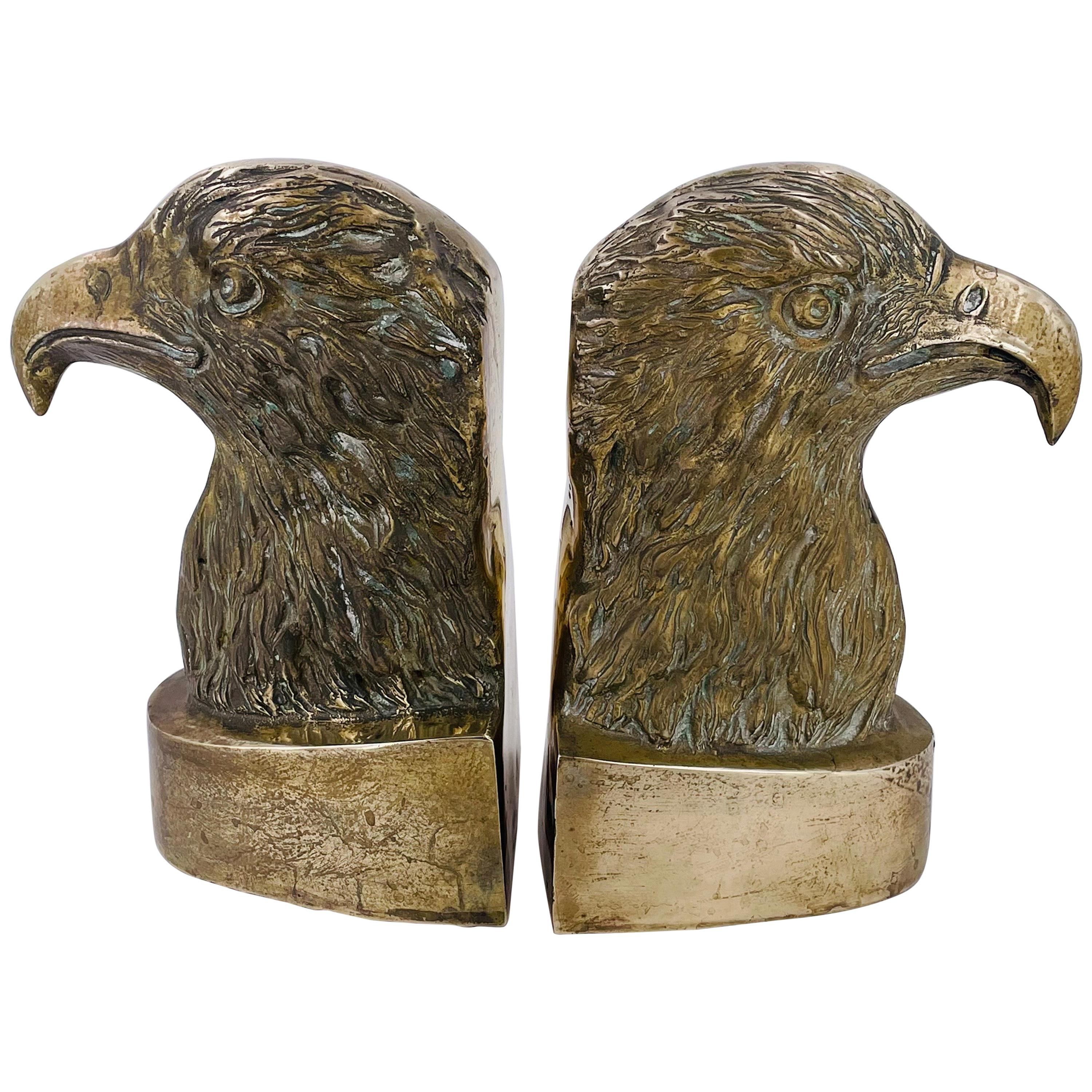Brass Polished American Eagle Bookends, 1970s