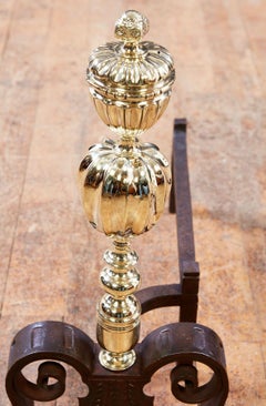 Brass Pomegranate Andirons