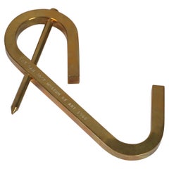 Brass Pop Art Oversized Picture Hanging Hook Paperweight 1982 San Jose Museum